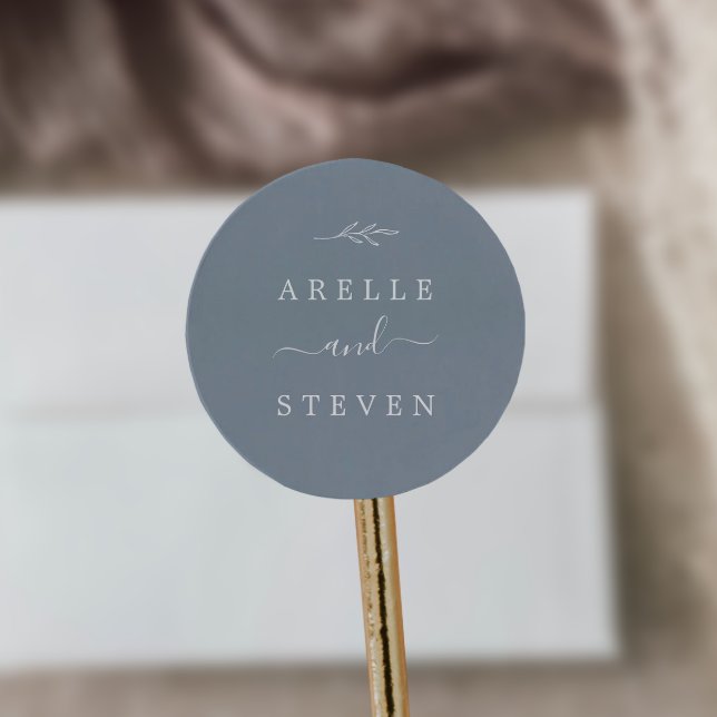 Minimal Leaf | Dusty Blue Wedding Envelope Seals (Creator Uploaded)