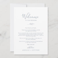 Minimal Leaf Dusty Blue Welcome Letter & Itinerary