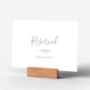 Minimal Leaf   Dusty Purple Reserved Sign