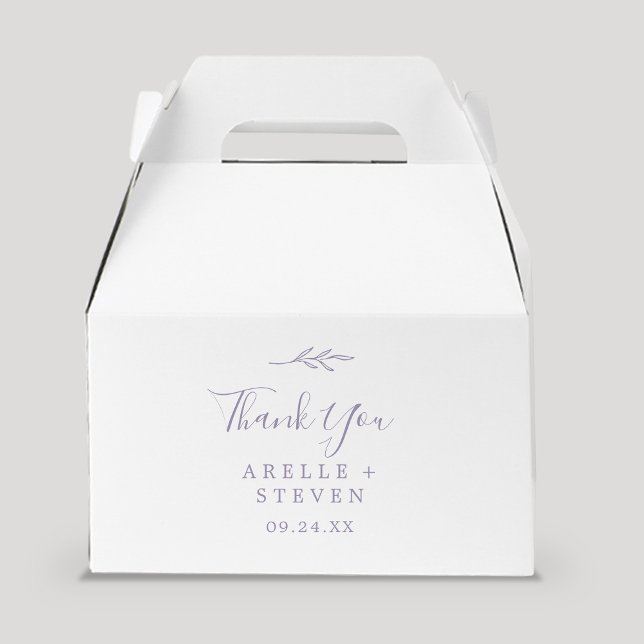 Minimal Leaf | Dusty Purple Thank You Wedding Favour Box (Creator Uploaded)