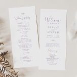Minimal Leaf | Dusty Purple Wedding Program Programme<br><div class="desc">This minimal leaf dusty purple wedding program is perfect for a boho wedding. The design features a simple greenery silhouette in light lavender purple with classic minimalist style. Include the name of the couple, the wedding date and location, thank you message, order of service, wedding party and an optional "in...</div>