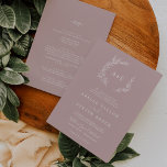 Minimal Leaf | Dusty Rose All In One Wedding Invitation<br><div class="desc">This minimal leaf dusty rose all in one wedding invitation is perfect for a boho wedding. The romantic design features a simple greenery silhouette in solid blush pink mauve with classic minimalist boho style. Personalize with the first initials of the couple. Save paper by including the details on the back...</div>