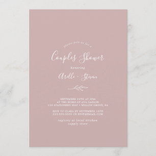 Minimal Leaf   Dusty Rose Couples Shower Invitation