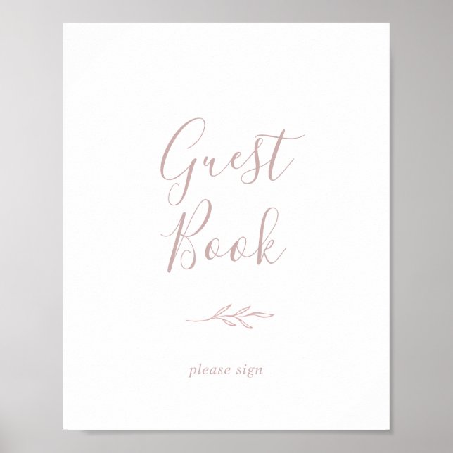Minimal Leaf | Dusty Rose Guest Book Sign (Front)