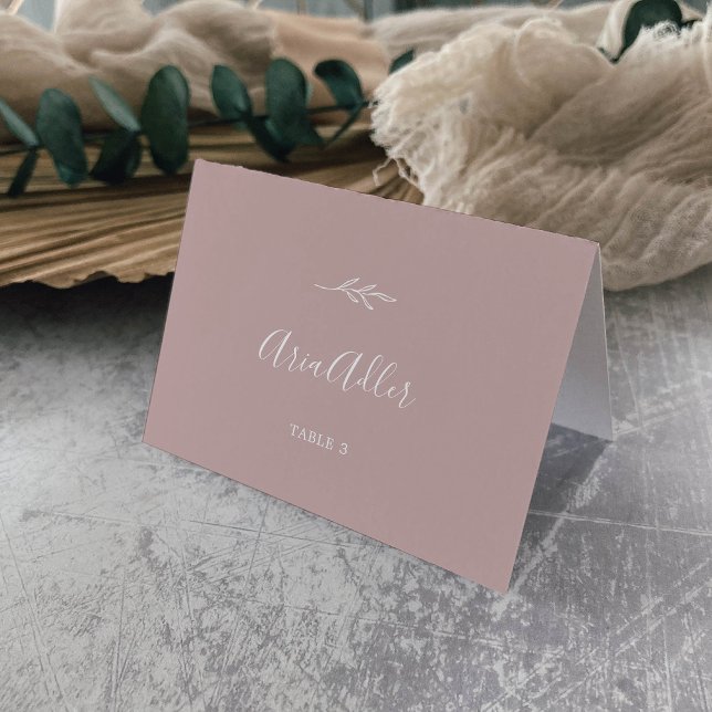 Minimal Leaf | Dusty Rose Guest Name Place Cards (Creator Uploaded)