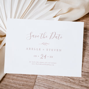 Minimal Leaf Dusty Rose Horizontal Save The Date