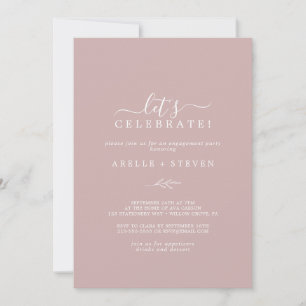 Minimal Leaf Dusty Rose Let's Celebrate Invitation