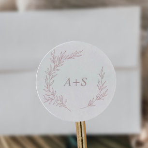 Minimal Leaf Dusty Rose Monogram Envelope Seals