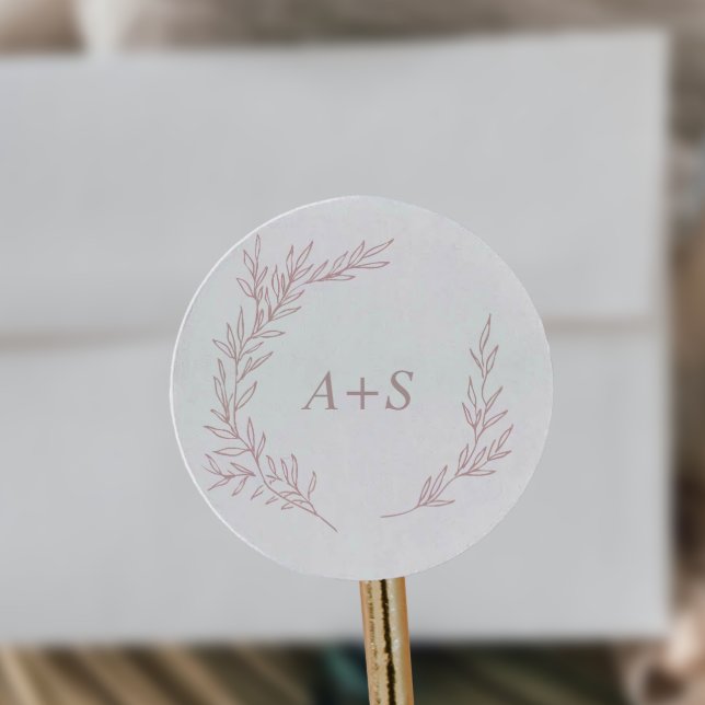 Minimal Leaf | Dusty Rose Monogram Envelope Seals (Creator Uploaded)