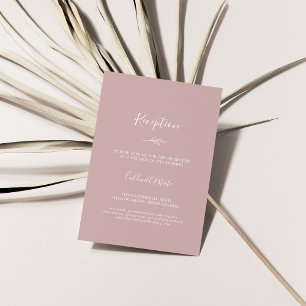 Minimal Leaf Dusty Rose Reception Enclosure Card