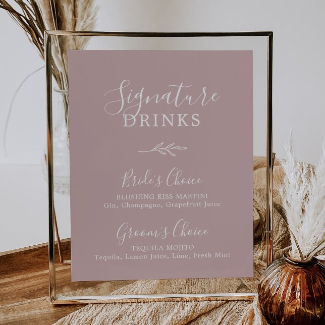 Minimal Leaf | Dusty Rose Signature Drinks Poster (Creator Uploaded)