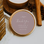 Minimal Leaf | Dusty Rose Thank You Favour Sticker<br><div class="desc">These minimal leaf dusty rose thank you wedding favour stickers are perfect for a boho wedding reception. The romantic design features a simple greenery silhouette in solid blush pink mauve with classic minimalist boho style. Personalise the sticker labels with your names, the event (if applicable), and the date. These stickers...</div>