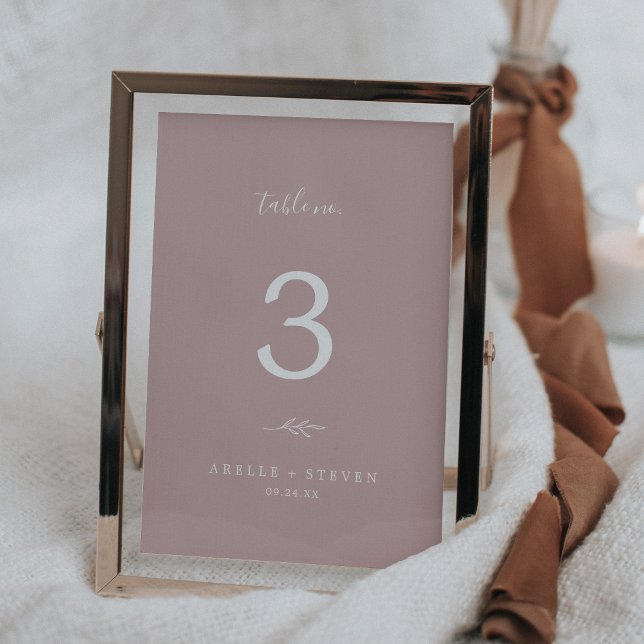 Minimal Leaf | Dusty Rose Wedding Table Number (Creator Uploaded)