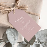 Minimal Leaf Dusty Rose Wedding Welcome Gift Tags<br><div class="desc">These minimal leaf dusty rose wedding welcome gift tags are perfect for a boho wedding. The romantic design features a simple greenery silhouette in solid blush pink mauve with classic minimalist boho style. Personalise the tags with the location of your wedding, a short welcome note, your names, and wedding date....</div>