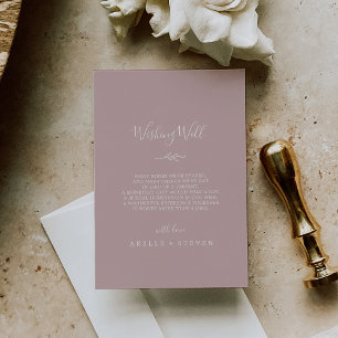 Minimal Leaf Dusty Rose Wedding Wishing Well Enclosure Card
