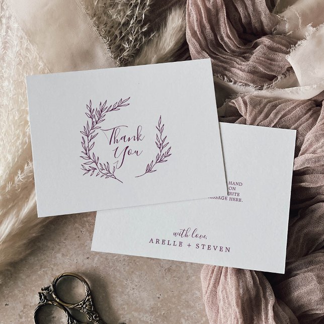 Minimal Leaf | Eggplant Flat Thank You Card (Creator Uploaded)