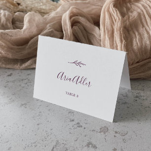 Minimal Leaf Eggplant Guest Name Place Cards