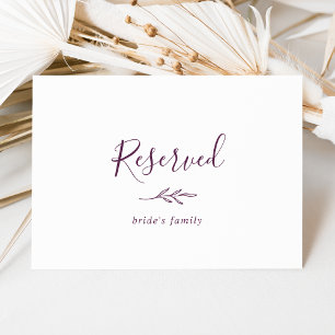 Minimal Leaf Eggplant Reserved Sign