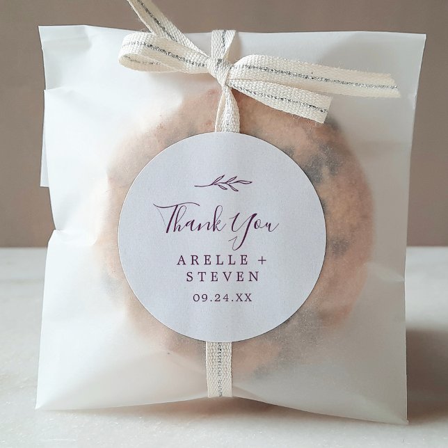 Minimal Leaf | Eggplant Thank You Favour Sticker (Creator Uploaded)
