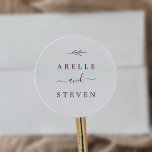 Minimal Leaf | Eggplant Wedding Envelope Seals<br><div class="desc">These minimal leaf eggplant wedding envelope seals are perfect for a boho wedding. The design features a simple greenery leaf silhouette in a romantic dark purple colour with minimalist bohemian garden style. Personalise the label with the names of the couple.</div>