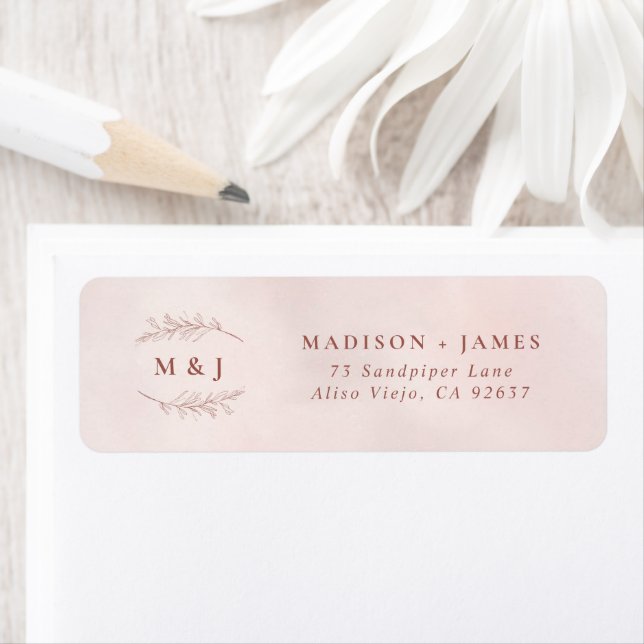 Minimal Leaf Elegant Wedding Return Address (Insitu)