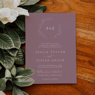Minimal Leaf Foil Mauve Formal Monogram Wedding