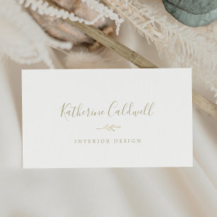 Minimal Leaf   Gold Business Card