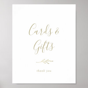 Minimal Leaf Gold Cards and Gifts Sign