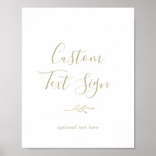 Minimal Leaf   Gold Custom Text Sign