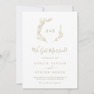 Minimal Leaf   Gold Elopement Announcement