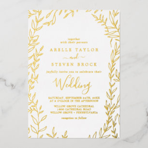 Minimal Leaf Gold Foil Frame Wedding