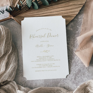 Minimal Leaf Gold Rehearsal Dinner Invitation