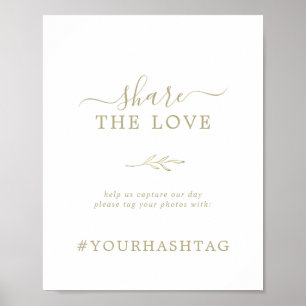 Minimal Leaf Gold Share The Love Hashtag Sign