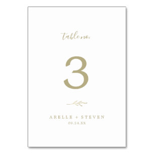 Minimal Leaf   Gold Table Number