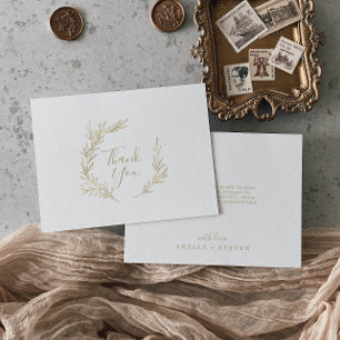 Minimal Leaf   Gold Thank You Card