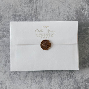 Minimal Leaf   Gold Wedding Invitation Envelope