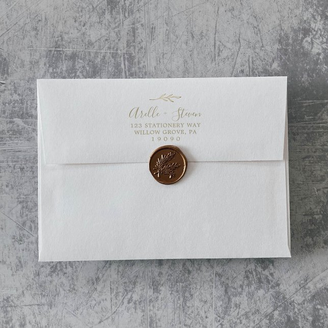 Minimal Leaf | Gold Wedding Invitation Envelope (Creator Uploaded)