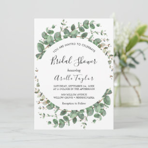 Minimal Leaf   Green Flower Bridal Shower  Invitation