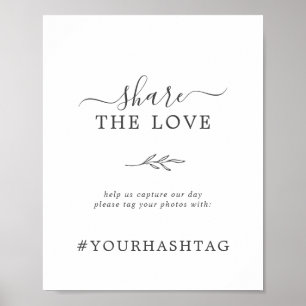Minimal Leaf   Grey Share The Love Hashtag Sign