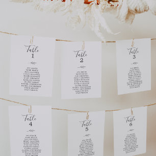 Minimal Leaf Grey Table Number Seating Chart Cards