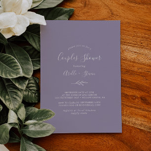 Minimal Leaf   Lavender Couples Shower Invitation