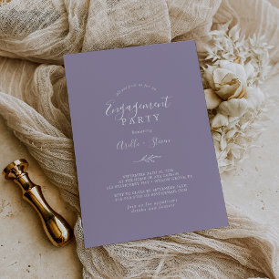 Minimal Leaf Lavender Engagement Party Invitation
