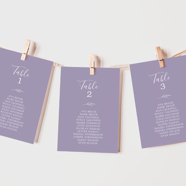 Minimal Leaf | Lavender Hanging Seating Chart Card (Creator Uploaded)