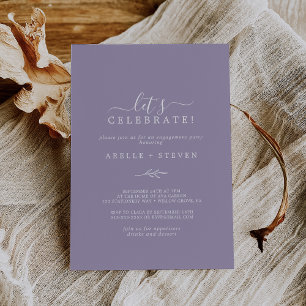 Minimal Leaf Lavender Let's Celebrate Invitation