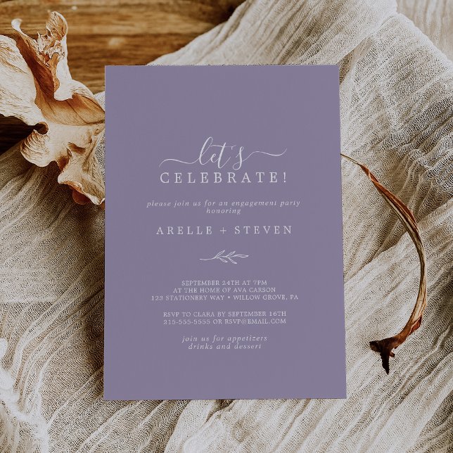 Minimal Leaf | Lavender Let's Celebrate Invitation (Creator Uploaded)