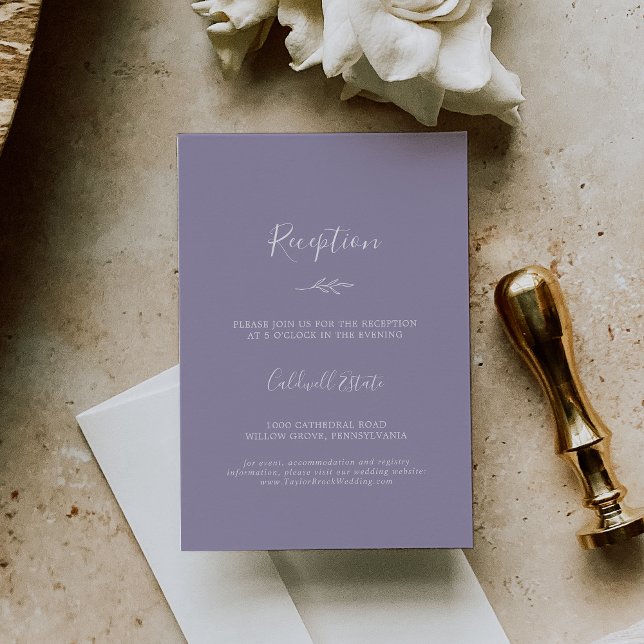 Minimal Leaf | Lavender Reception Enclosure Card (Creator Uploaded)