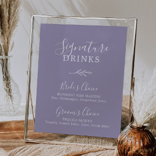 Minimal Leaf Lavender Signature Drinks Poster