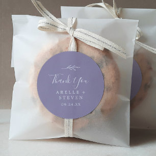 Minimal Leaf   Lavender Thank You Favour Sticker