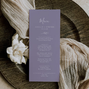 Minimal Leaf   Lavender Wedding Dinner Menu