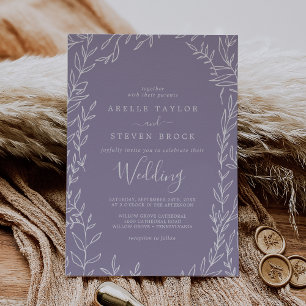 Minimal Leaf   Lavender Wedding Invitation